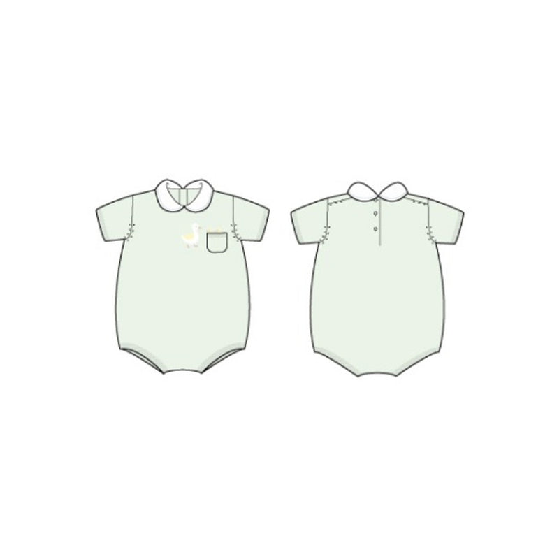 Janie and Jack - Baby U S Sage Ducklings Fam Collar Short Sleeve Bubble Sig1