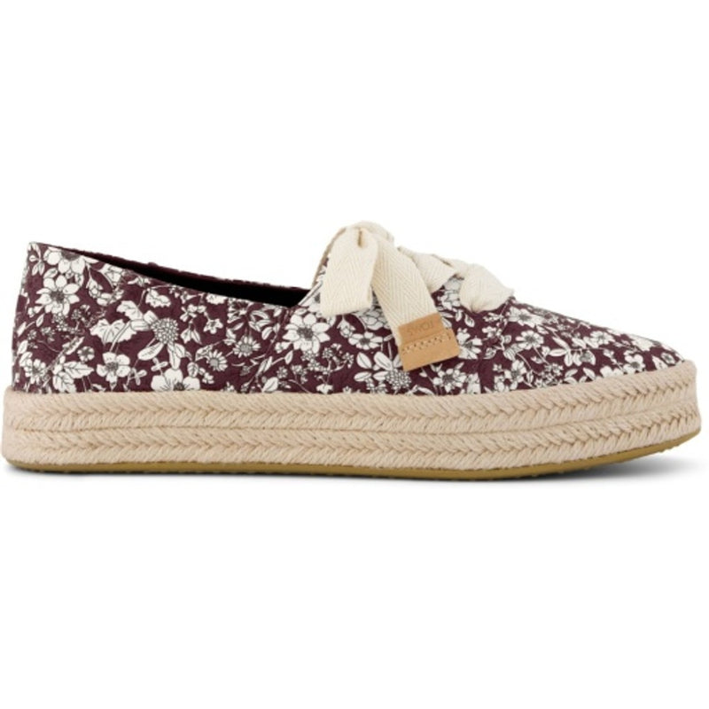 TOMS - Womens Carolina Lace Up - Dark Burgundy Archival Floral Print