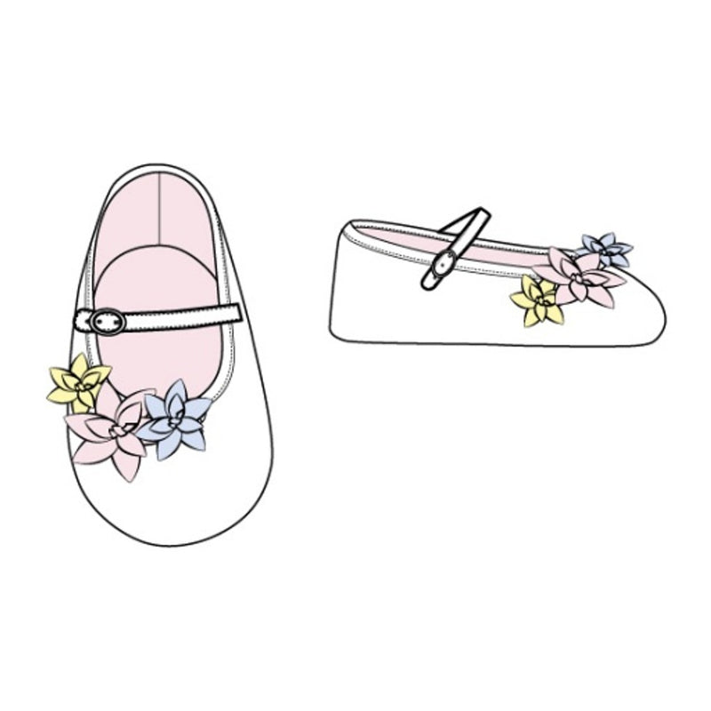 Janie and Jack - Baby G White Multi 3d Flower Dress Shoe E1