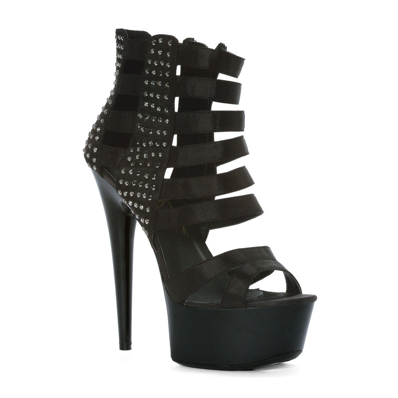 Ellie Shoes - 6" Satin Strappy Stiletto with Studs
