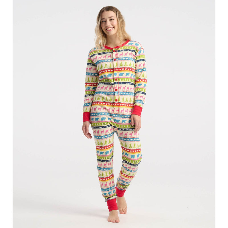 Little Blue House - Unisex Cream Fair Isle Adult Union Suit