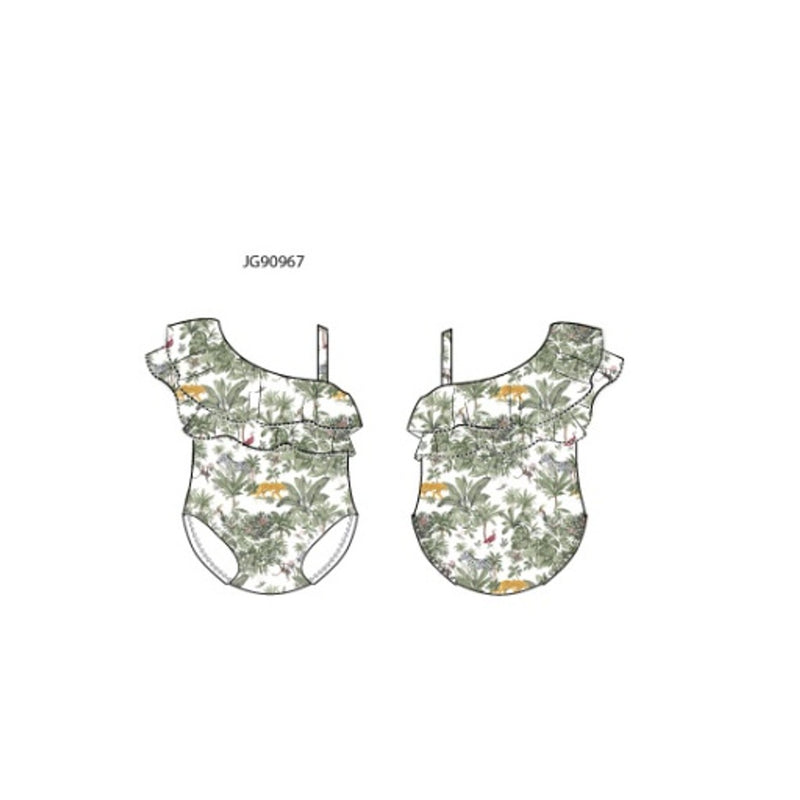 Janie and Jack - Girls K Safari Rffl 1pc Swim Sm2
