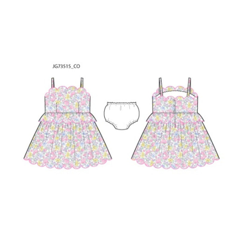 Janie and Jack - Girls with X Es Multi Ditsy Scallop Dress E1