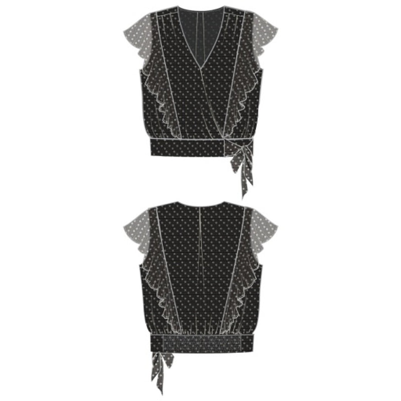Liverpool Los Angeles - Womens Short Ruffle Sleeve Draped Front Woven Blouse