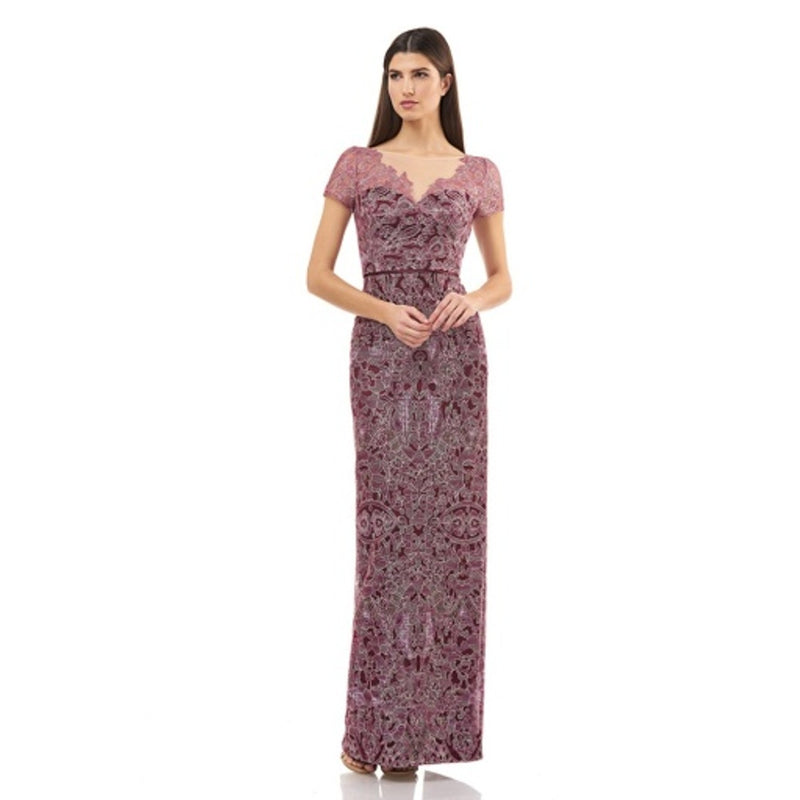 JS Collections - Womens Surplice Embroidered Gown