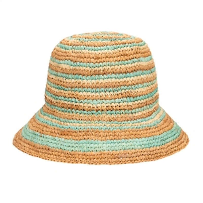 San Diego Hat Company - Daisy Womens Crochet Raffia Mixed Stripe Bucket