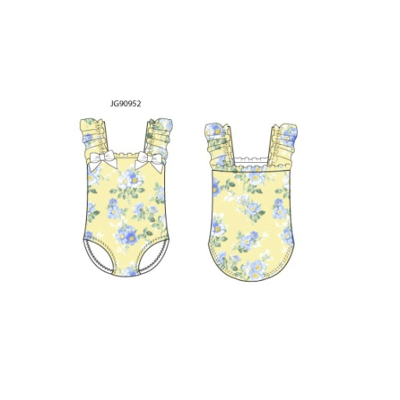 Janie and Jack - Girls K Yllw Flrl Bows 1pc Swim E2