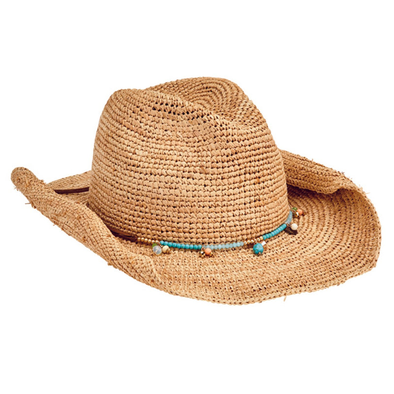 San Diego Hat Company - Womens Crochet Raffia with Beaded Trim