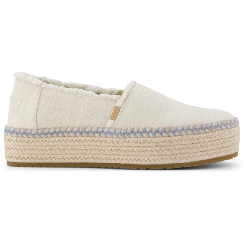 TOMS - Womens Valencia Espadrille - White Onyx Textured Denim/Fray