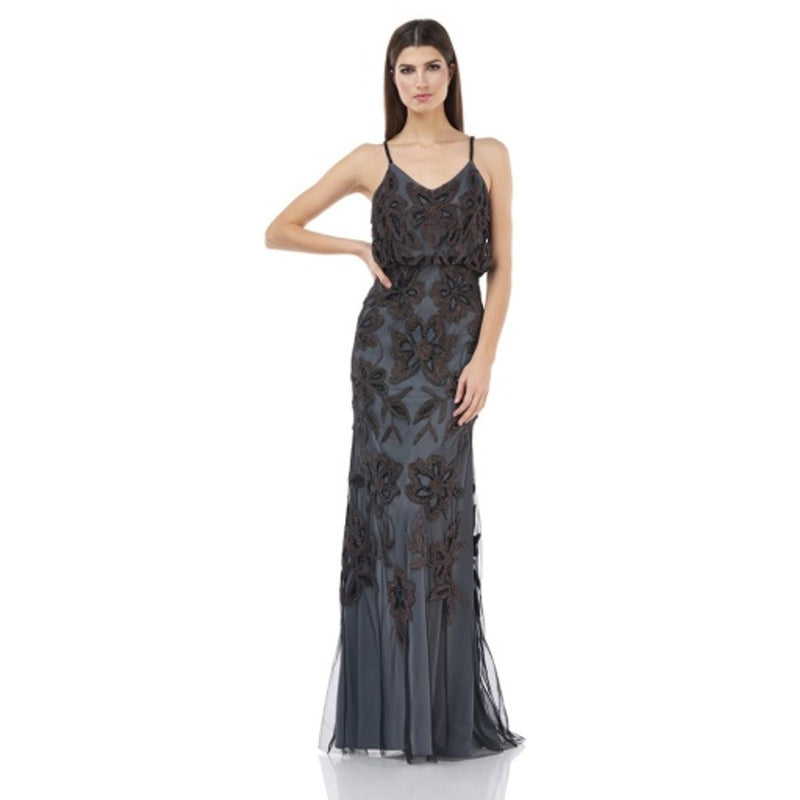 JS Collections - Womens Beaded Cami Blouson Gown
