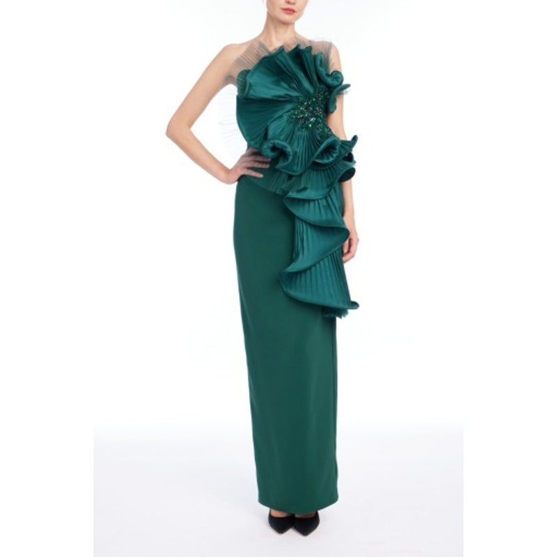 Badgley Mischka - Womens Strapless Ruffle