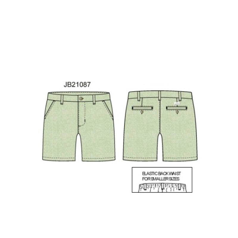 Janie and Jack - Boys with Green Stretch Twill Ff Short E1