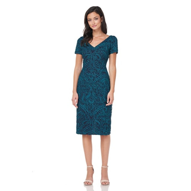 JS Collections - Womens V-Neck Soutache Cocktail Dress