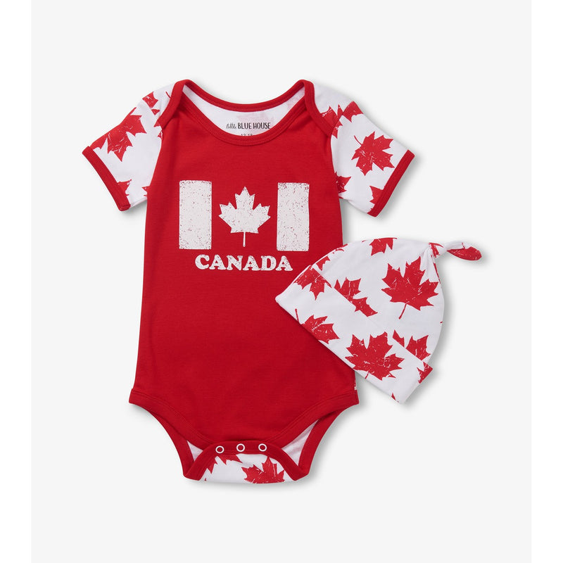 Little Blue House - Canada Baby Bodysuit with Hat