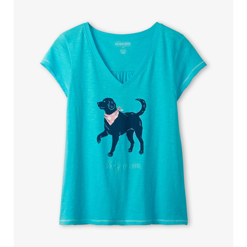 Little Blue House - Dog Mom Womens V-Neck Tee