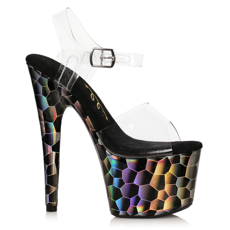 Ellie Shoes - 7" Stiletto Sandal with Holographic Platform