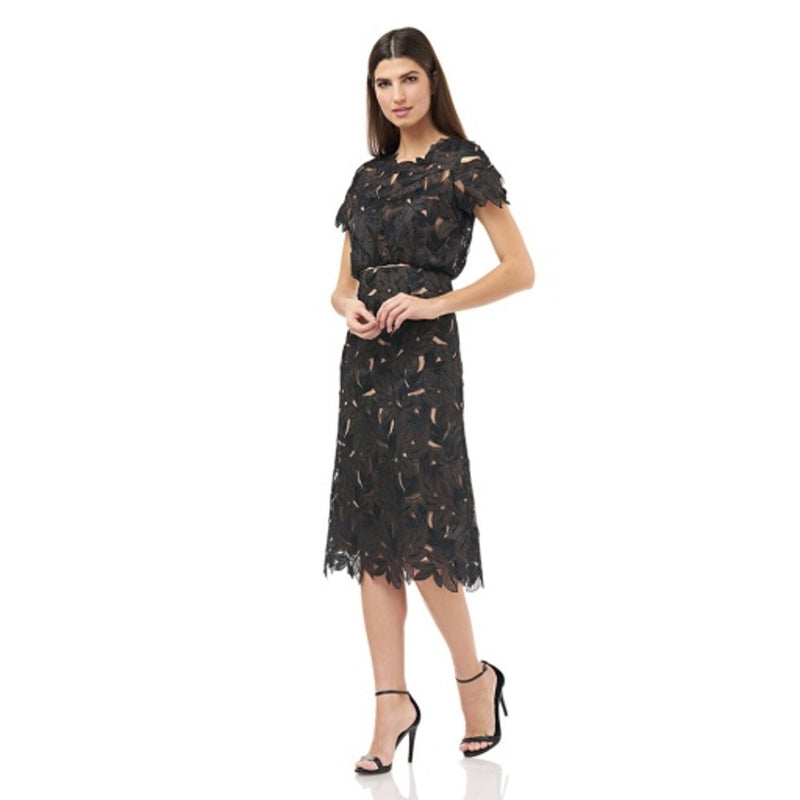 JS Collections - Womens Embroidered Laser Cut Leaf Drs