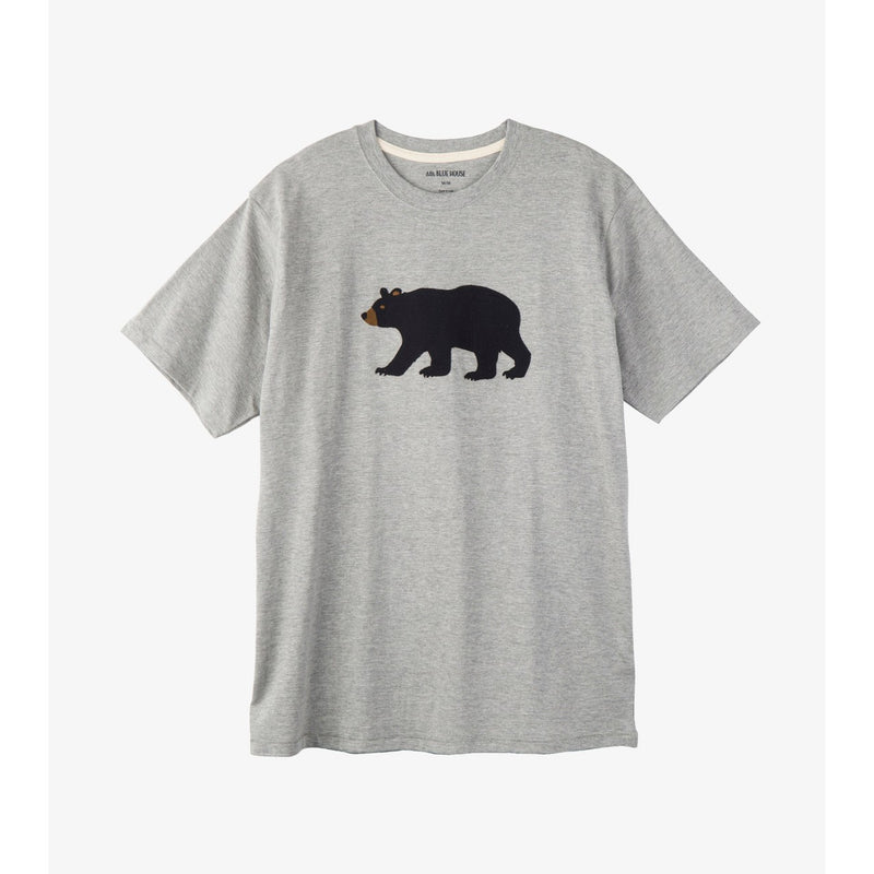 Little Blue House - Bear on Grey Mens Tee