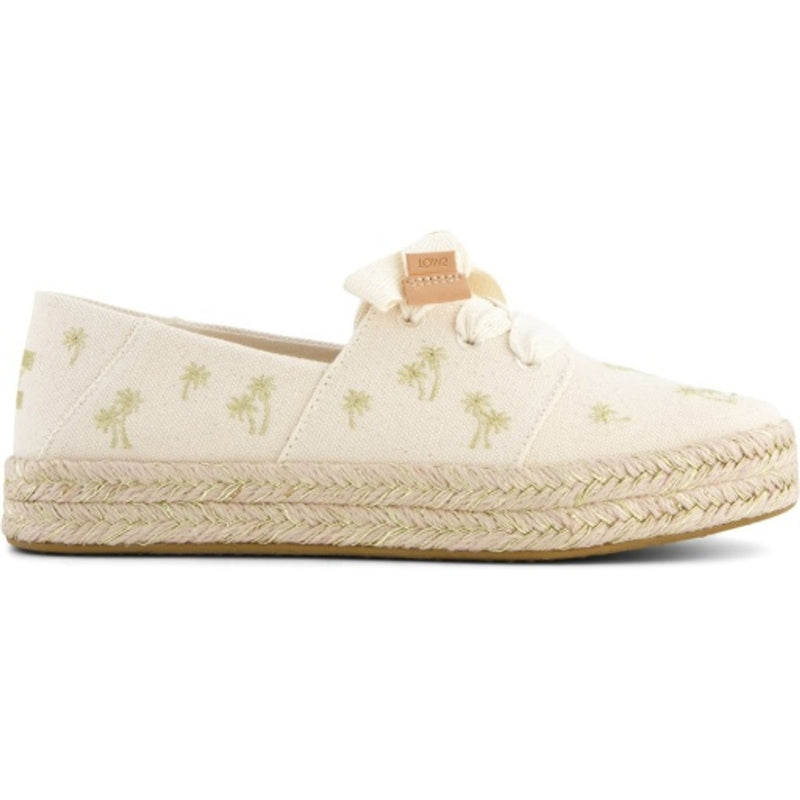 TOMS - Womens Carolina Lace Up - Natural Undyed Embroidered Metallic Palm Trees