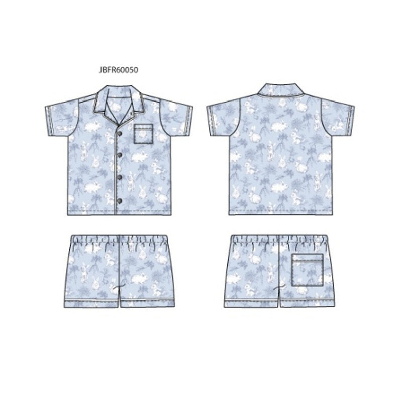 Janie and Jack - Kids with Fr Short Sleeve Blue Bunny Toile Sleep Set Estr 1