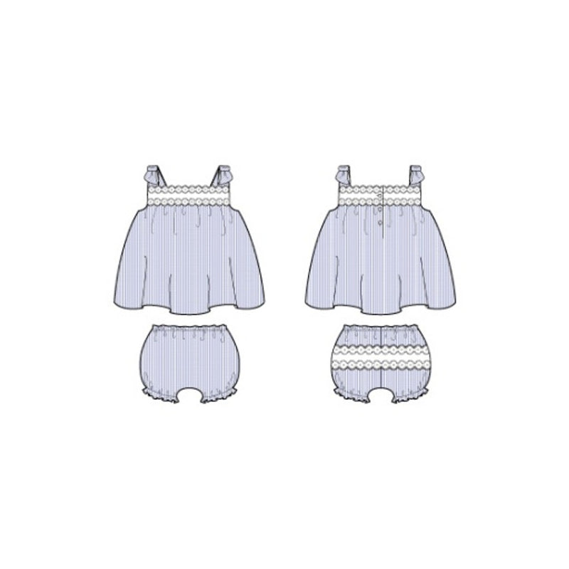 Janie and Jack - Baby G with Blue Stripe Seersucker Eyelet Trim Sl Set E1