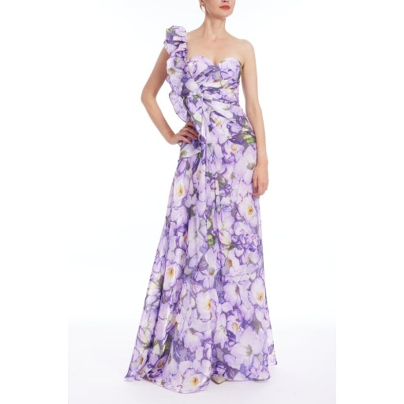 Badgley Mischka - Womens Ruffle One Shldr Prt