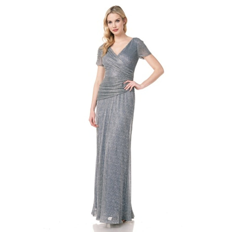 JS Collections - Womens Metallic Shirred Gown