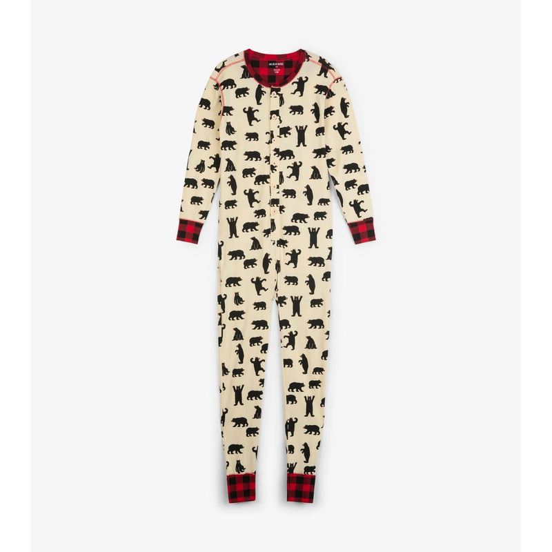 Little Blue House - Unisex Black Bear Adult Union Suit