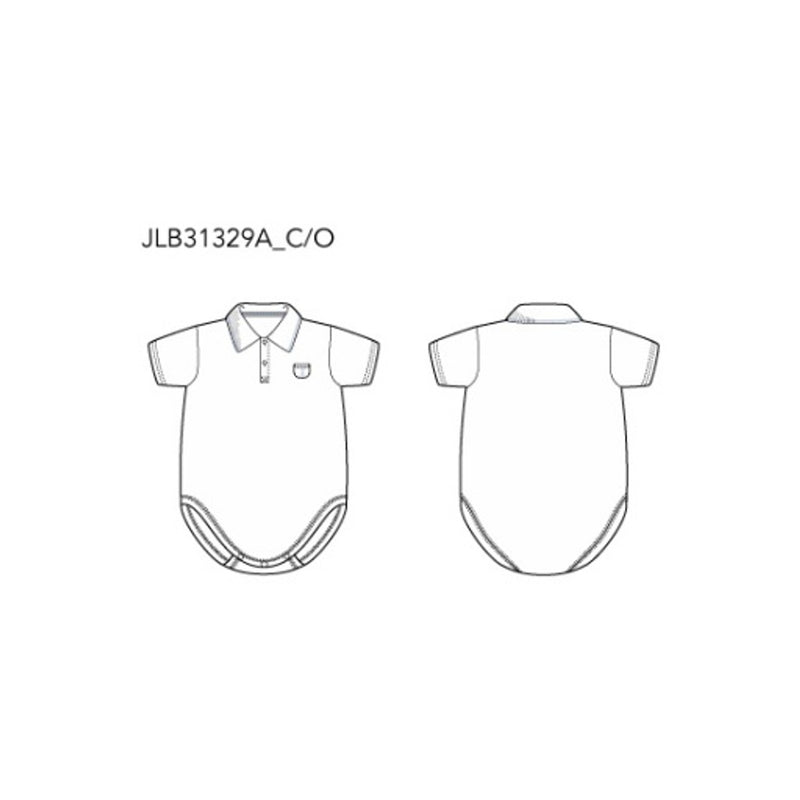 Janie and Jack - B K White Bunny Pkt Polo Short Sleeve Bodysuit E1