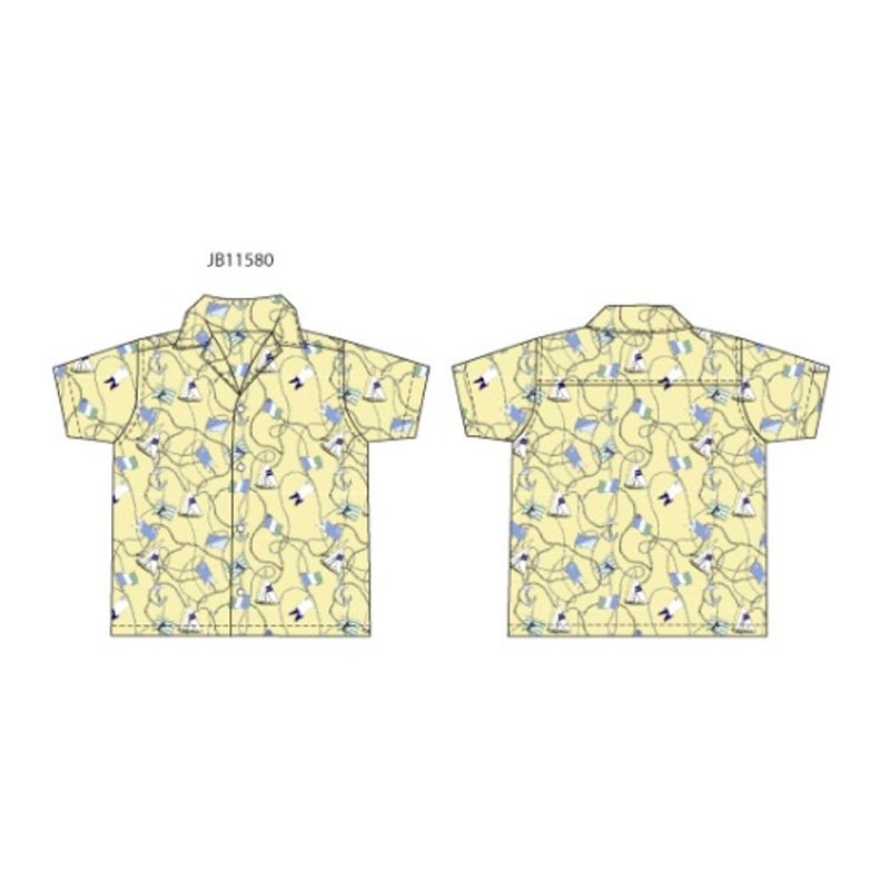 Janie and Jack - Boys with Es Short Sleeve Yellow Sailboat Poplin Cabana Shirt E2