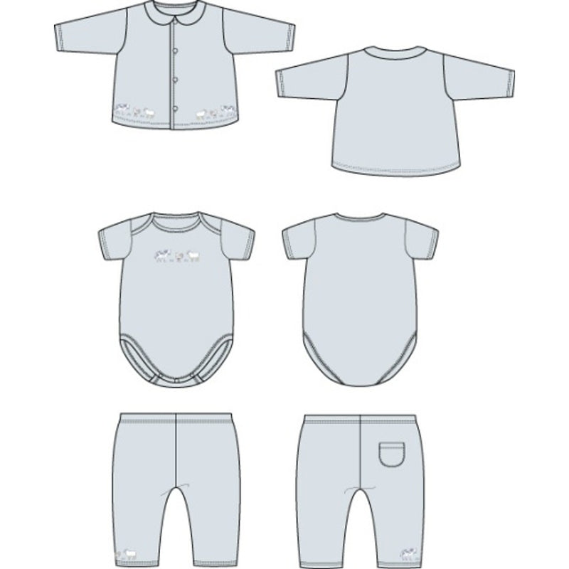 Janie and Jack - B K Blue 3pc Farm Friends Cardi/Bs/Pant Set Sig1
