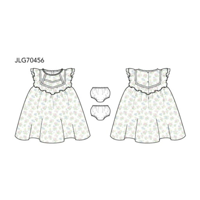 Janie and Jack - Baby G with Multi Floral Bouquets Sl Trim Bib Dress E1