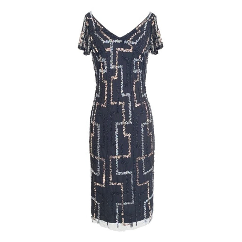 JS Collections - Womens Short Slv Beaded Cocktail Drs