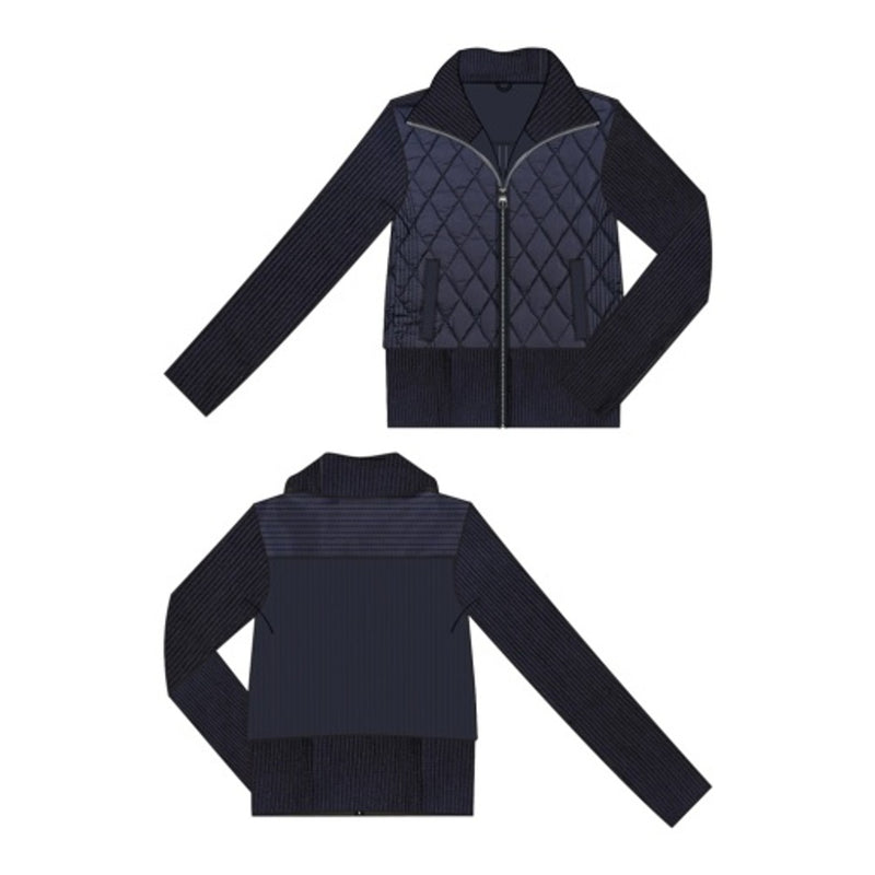 Liverpool Los Angeles - Womens Long Slv Zip Front Sweater/Woven Jacket