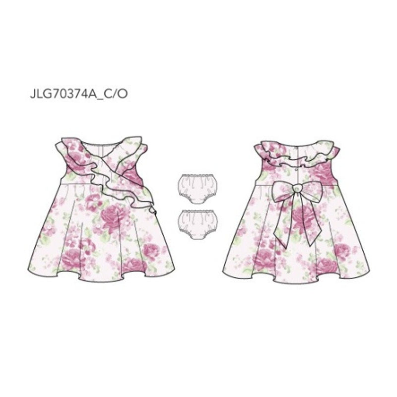 Janie and Jack - Baby G with X Pink Large Floral Wrap Sl Dress Pink