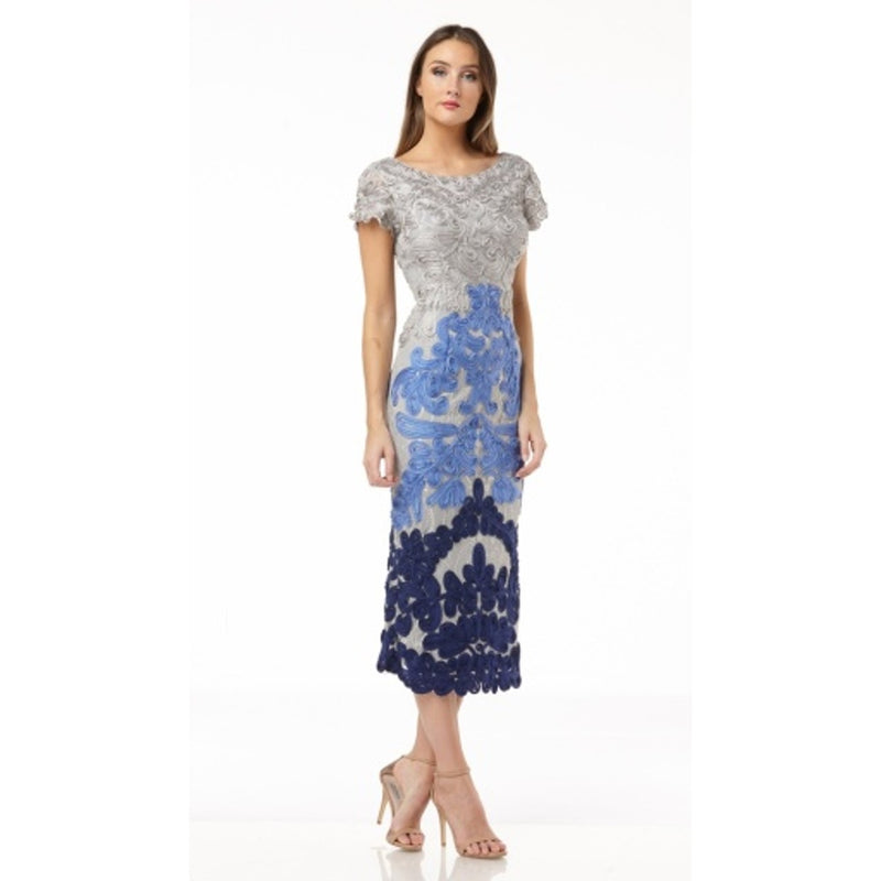 JS Collections - Womens Two-Tone Soutache Midi - French Blue Multi