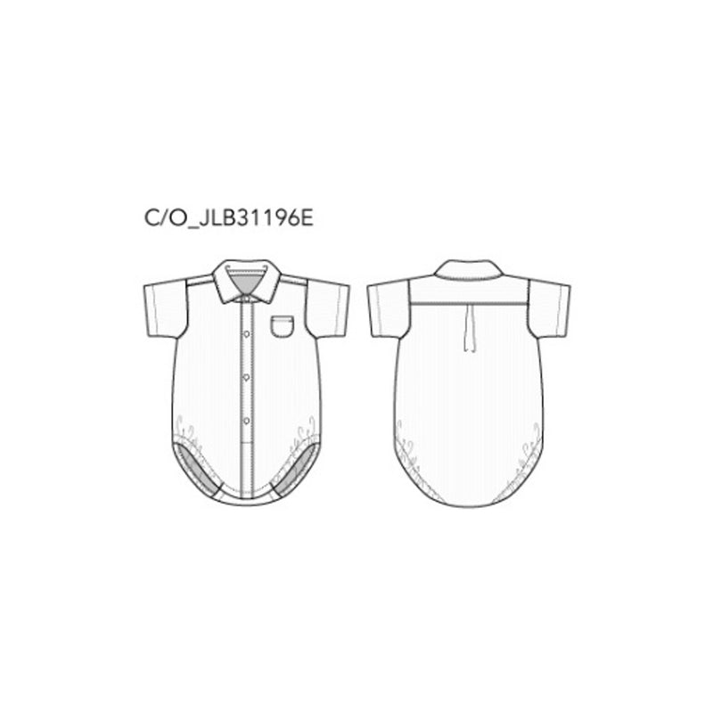 Janie and Jack - B with White Seersucker Short Sleeve Button Up Bodysuit Sb1