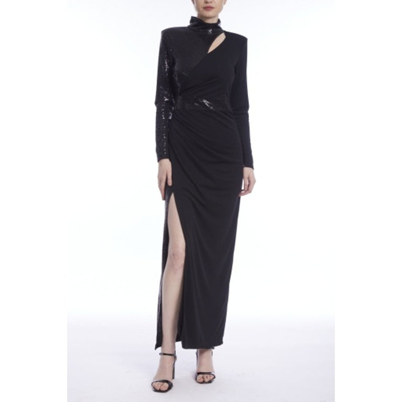 Badgley Mischka - Womens High Neck Combo Gown