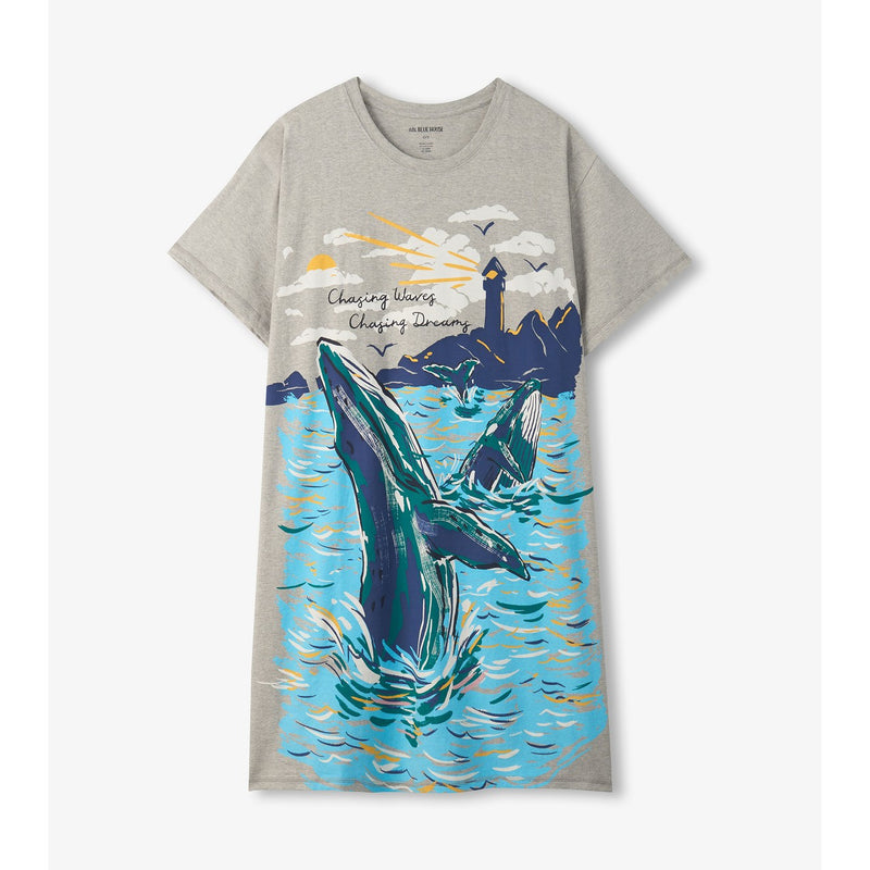 Little Blue House - Fun Whales Womens Sleepshirt
