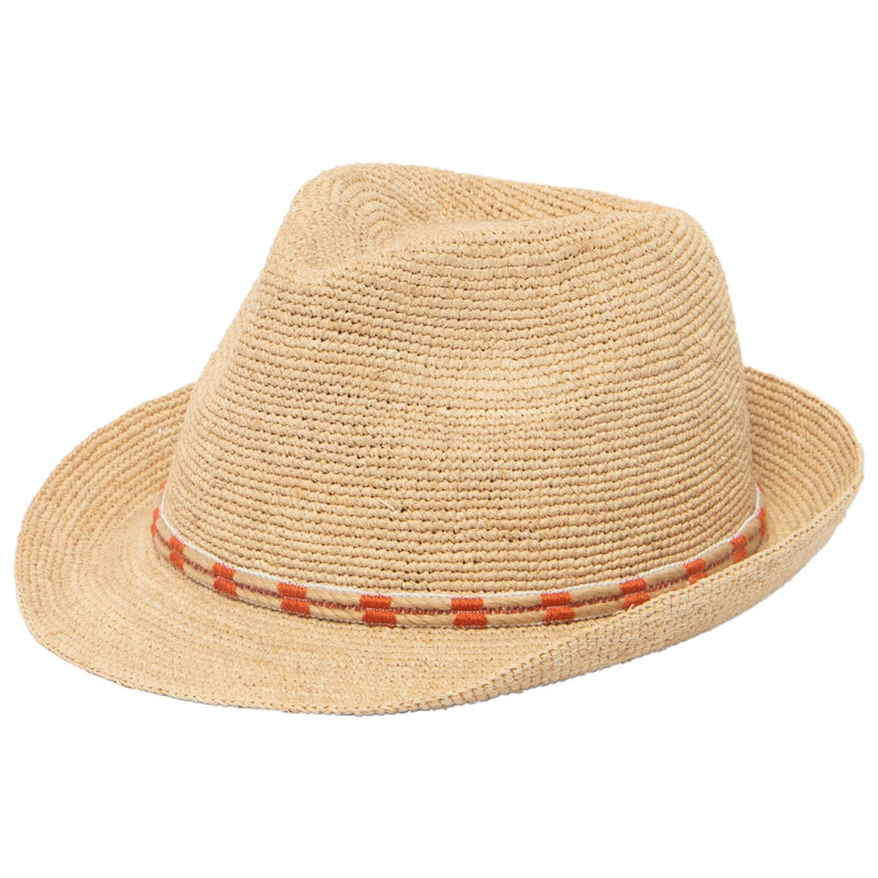 San Diego Hat Company - Mens Crochet Raffia Stingy Brim Fedora