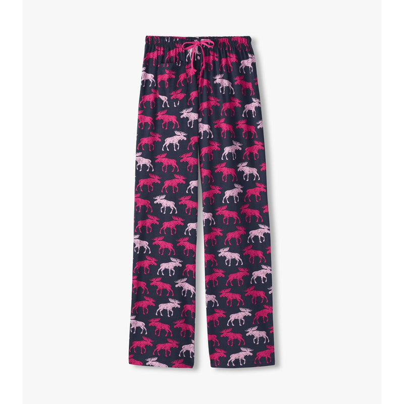 Little Blue House - Raspberry Moose Womens Jersey Pajama Pants
