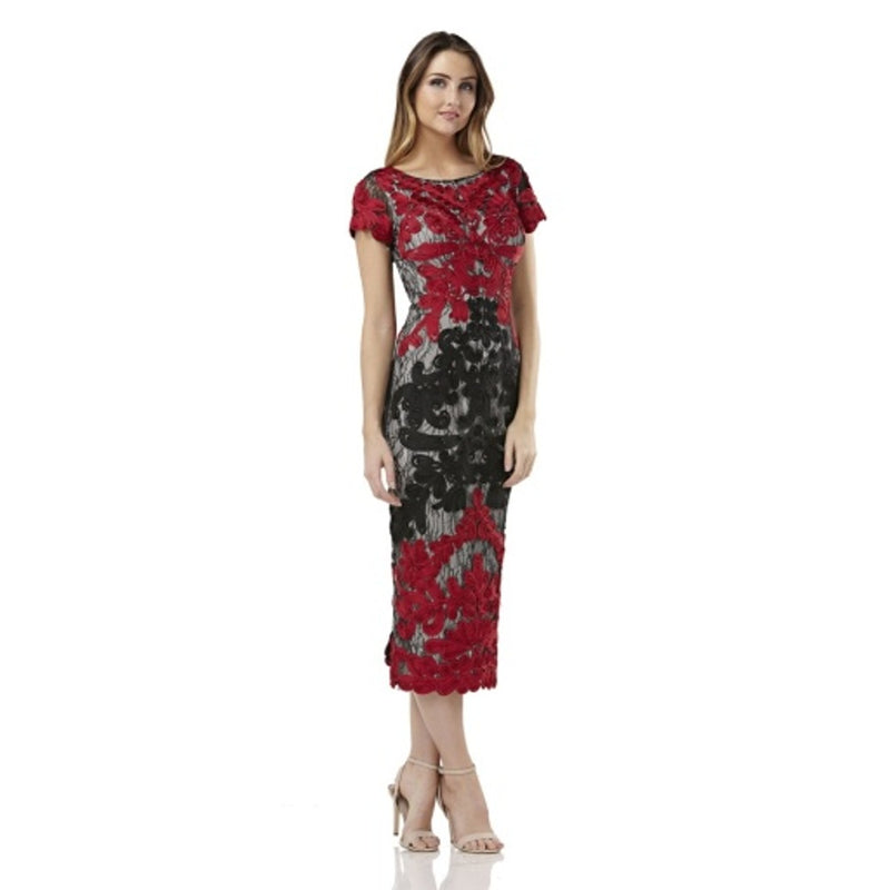 JS Collections - Womens Two-Tone Soutache Midi - Red/Black