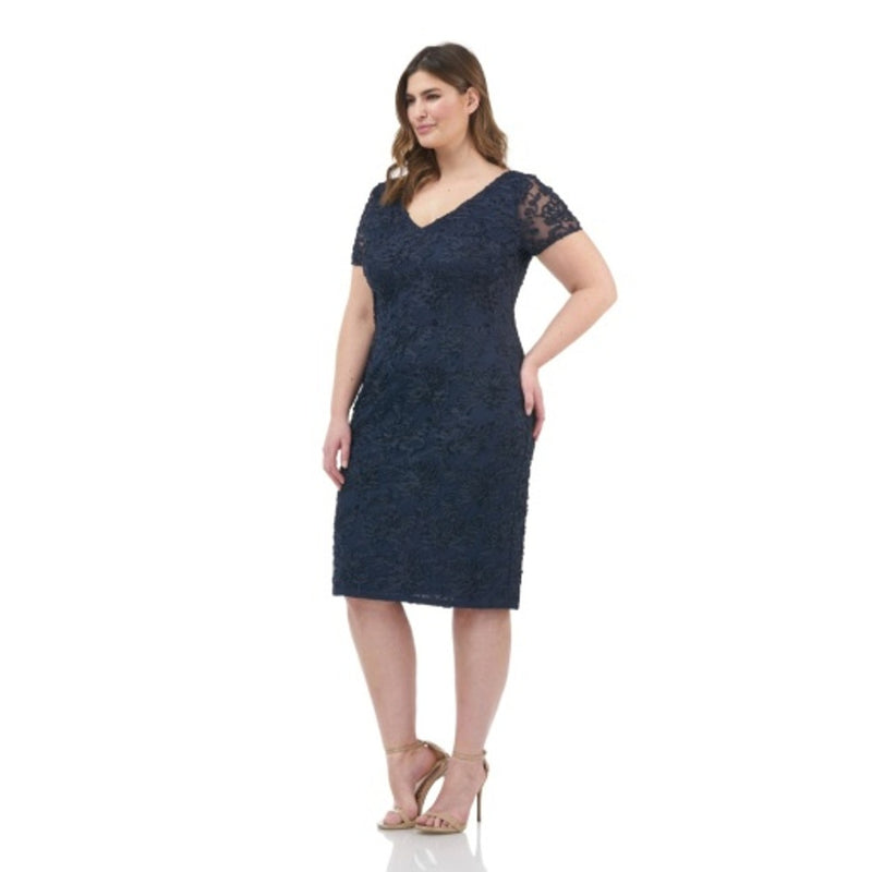 JS Collections - Womens V-Neck Soutache Cocktail Drs