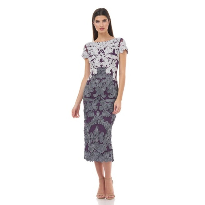 JS Collections - Womens Two-Tone Soutache Midi - Grey/Plum