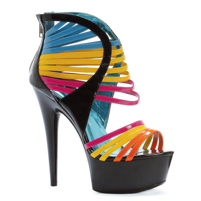 Ellie Shoes - 6" Platform Multi Color Straps
