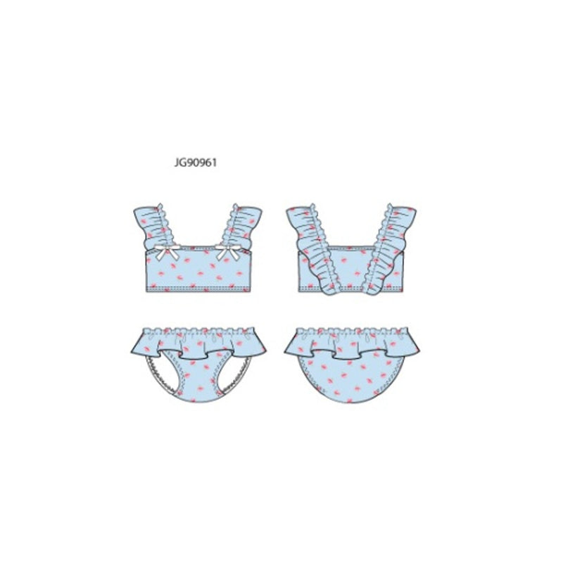 Janie and Jack - Girls K X Blu Ditsy Bow 2pc Swim Sm0