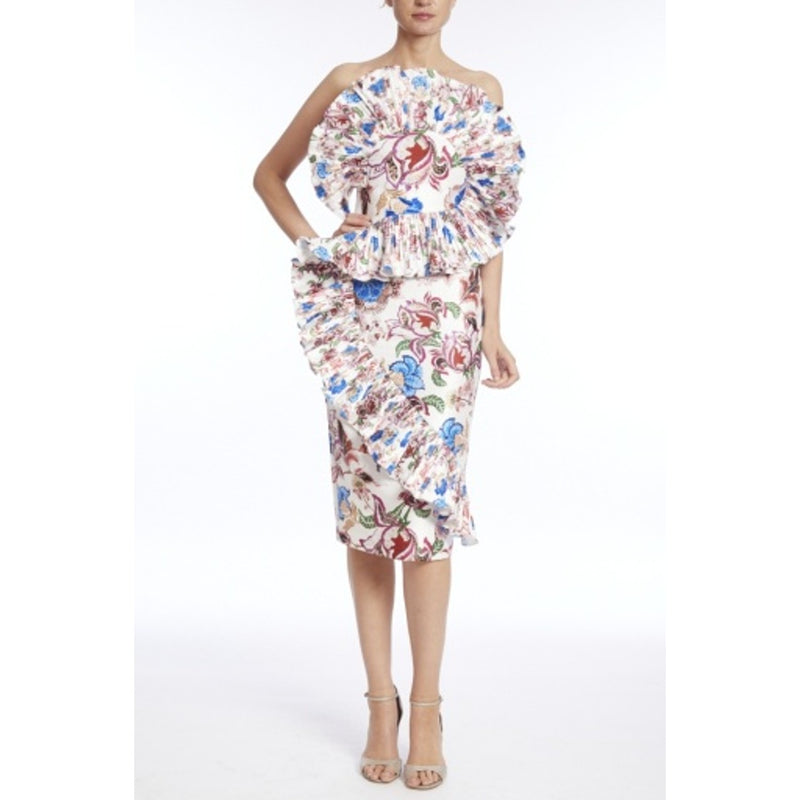 Badgley Mischka - Womens Prt Rffl Plt Strpls