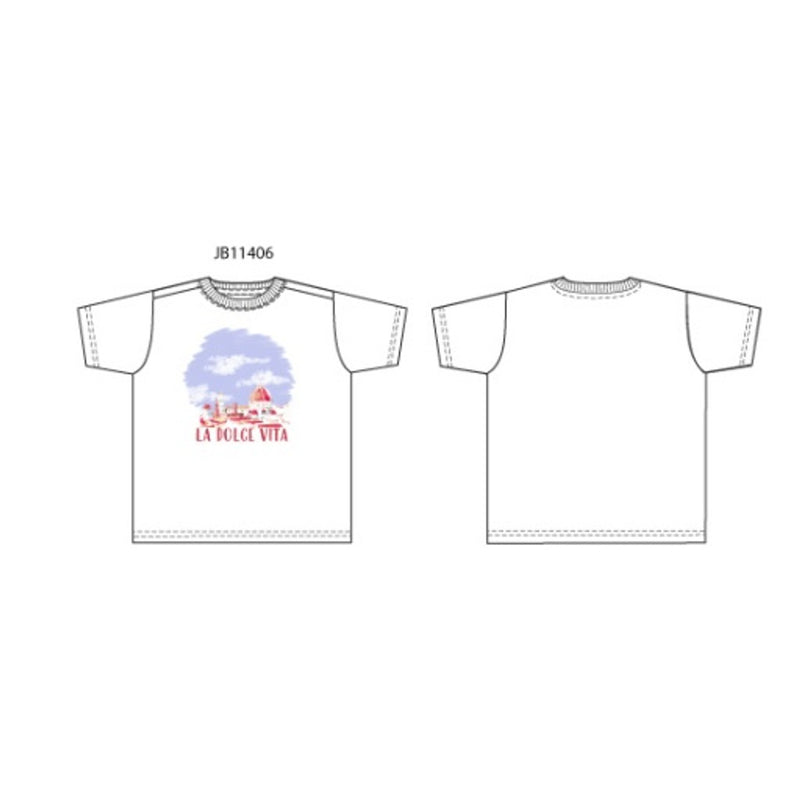 Janie and Jack - Boys K Short Sleeve White La Dolce Vita Emb Graphic Tee Sm0