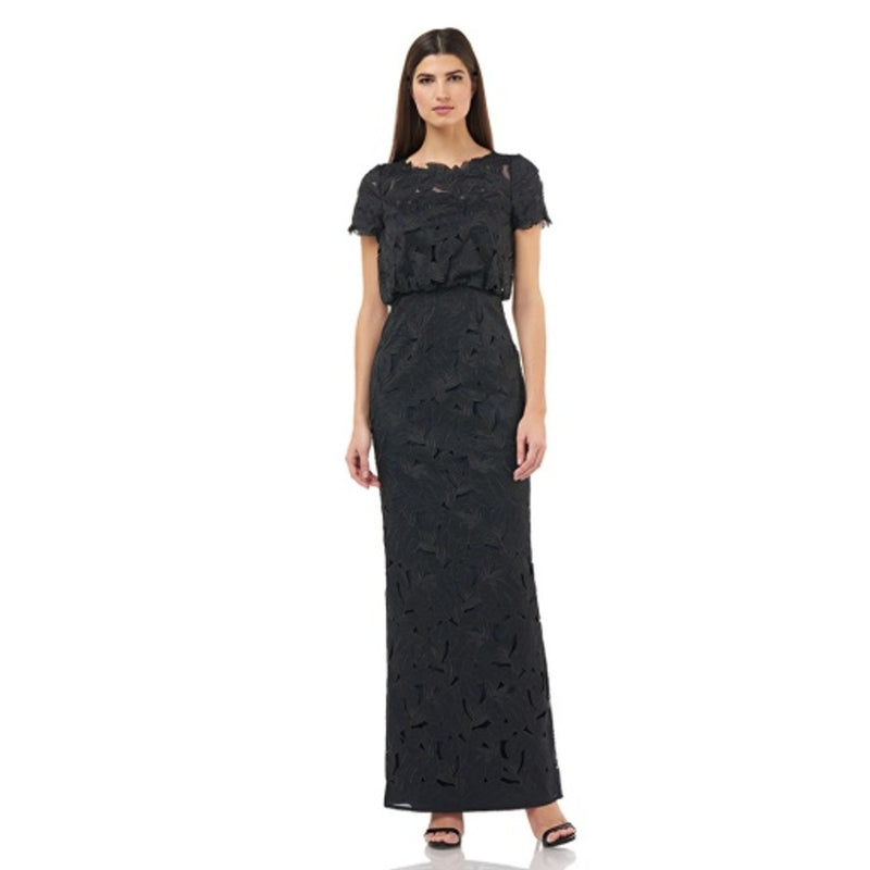 JS Collections - Womens Laser Cut Flower Leaf Gown