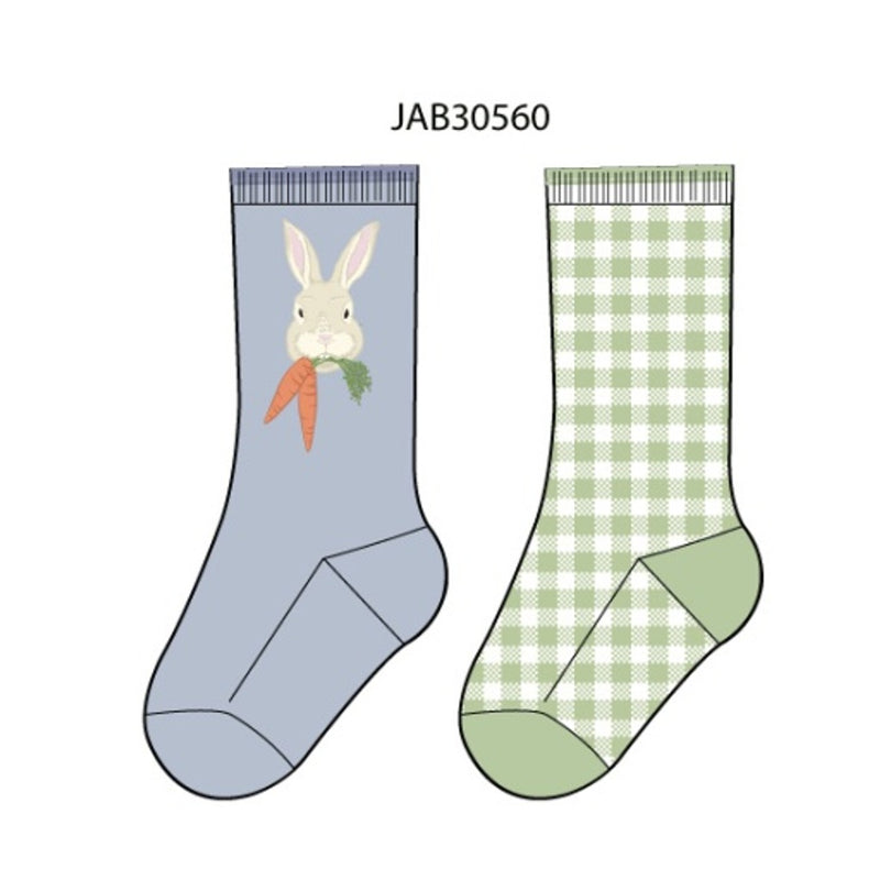 Janie and Jack - Kids B Grn Ging Sock 2pk E1